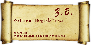 Zollner Boglárka névjegykártya